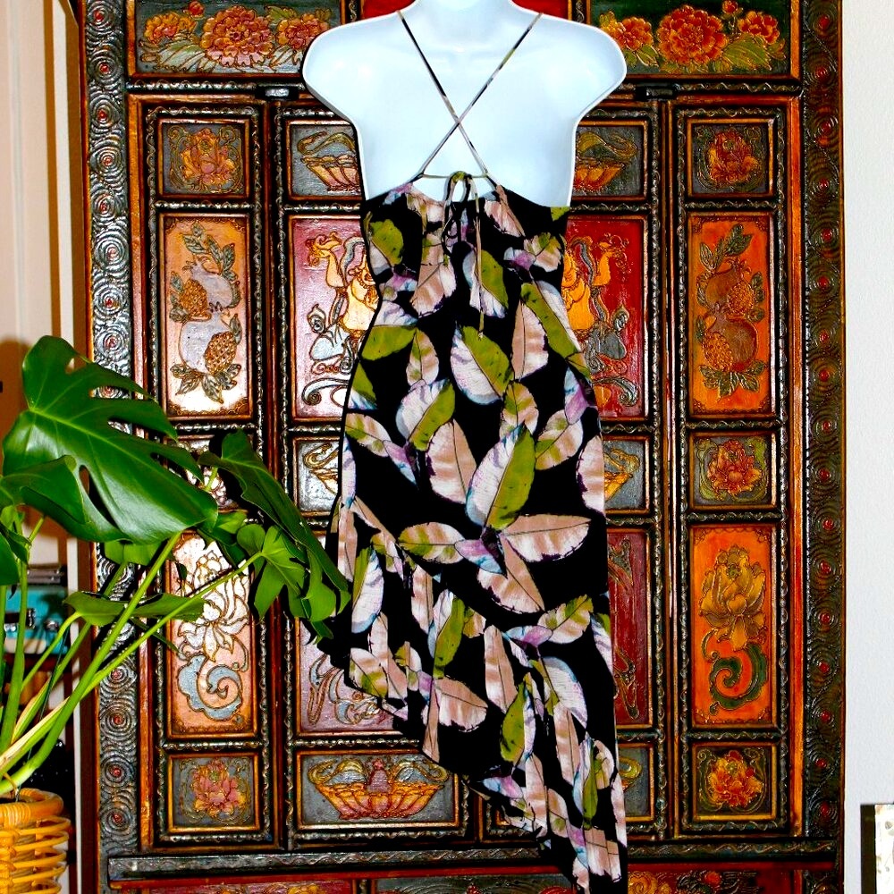 Lulu's Spaghetti Strap/ Ruffle Summer Asymmetrical Dress